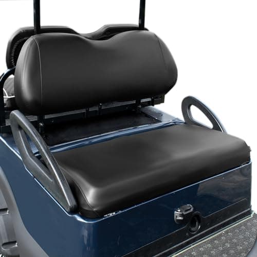 NOKINS Golf Cart Seat Covers Leather Front Seat Cover Fit Club Car Precedent,Smooth and Simple Style,No Stapler,Golf Cart Vinyl Waterproof Replacement Seat Cover, Black