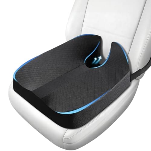 Juuwan Heightening Car Seat Cushion for Car Seat Truck Driver for Broader Vision, Long Truck Seat Cushion Pressure Relief Cushion for Long Driving with Adjustable Strap Breathable Cover