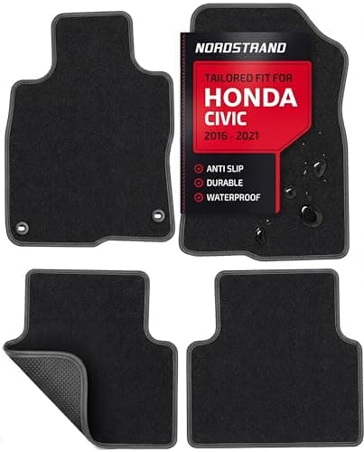 Floor Mats for Honda Civic 2016 2017 2018 2019 2020 2021 - Custom 3D Fit for Civic 10th Gen Hatchback Coupe Sedan - 1st and 2nd Row Set - 22oz Heavy Duty Carpet Mat - All Weather Car Liner Accessories