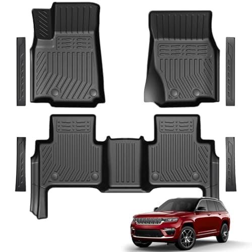 LUMWAY Floor Mats for 2022-2025 2026 Jeep Grand Cherokee (Include 4xe Not for L or WK), TPE All Weather Durable Floor Liners Door Sill Guards for Jeep Grand Cherokee