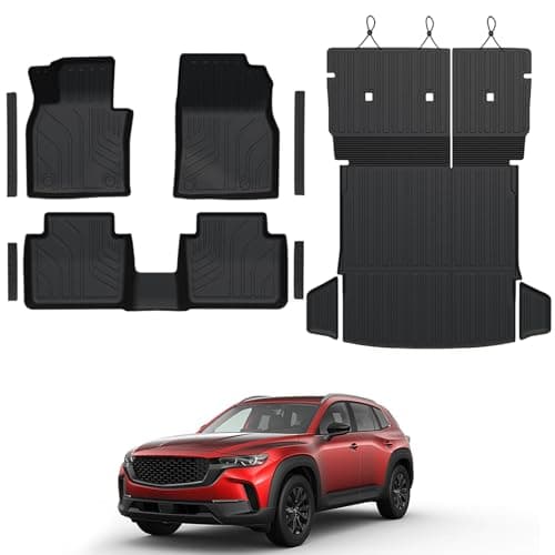 GALVAGNITE Floor Mats for Mazda CX-50 2023-2026, All Weather Floor Mats Trunk Cargo Liner with Backrest Protectors and Door Sill Guards Accessories, Full Coverage Set (Fit Gas Models)