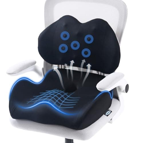 Lexeme X Large Memory Foam Seat Cushion Lumbar Support Pillow for Sciatica & Tailbone Pressure Relief Coccyx Pad for Office Chair, Car,Wheelchair,Home,Office