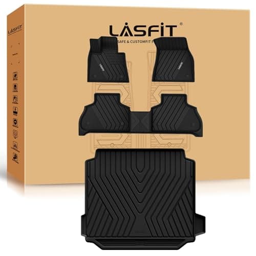 LASFIT Floor Mats&Trunk Mat Fit for BMW X5 2019-2024 2025 2026 40i/45e/50e/50i/M/M50i/M60i, All Weather TPE Custom Fit 1st&2nd Row Full Set Car Mats & Cargo Liner(Only for 5 Passengers), Black