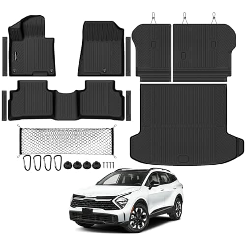 Tongama-Floor Mats for 2026 Kia Sportage Hybrid, All Weather TPE Trunk Mat and Backrest Mats Protector and Cargo Net and Door Sill Guards for Kia Sportage Floor Liner Accessories
