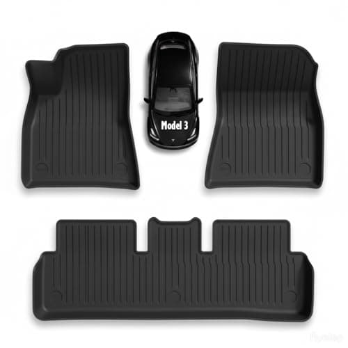 MATGUARDPRO Tesla Model 3 Floor Mats 2023 2022 2021 2020, All-Weather TPE 2018 Tesla Model 3 Mats, Custom Fit Waterproof Model 3 2019 Liners, Interior Black