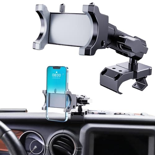 DIAMOOKY Upgraded Metal Phone Mount for Jeep Wrangler JL JLU 2018-2023 and Gladiator JT 2020 2021 2022 2023 Phone Holder Dash Mount System Kit Dashboard Accessories Driver Side (Not for 4xe)