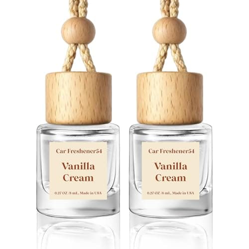 HoogaLife Car Air Freshener Diffuser 2 Pack Hanging Air Freshener Diffuser - Vanilla Cream Fragrance Oil Air D iffuser for Car, 45+ days Long Lasting Fragrance Made in USA C ar Air Fresheners (V54)