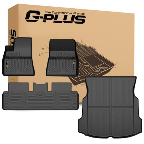G-PLUS Floor Mats & Cargo Liner Compatible with Tesla Model 3 2017 2018 2019 2020 2021 2022 2023 Floor Liners,TPE All Weather Custom Fit Full Cover Protection Car Floor Mats Black 4pcs