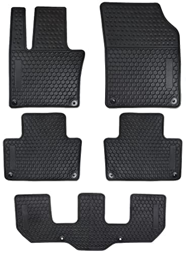 Matericuo Car Floor Mats Custom Fit for 2016-2026 Volvo XC90 1st + 2nd + 3rd Row Black Rubber Auto Liner Mats All Weather Protection Heavy Duty Odorless
