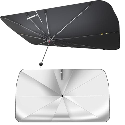 7F Car Sun Shade Umbrella, Protect from Sun Rays and Protect Interior, Sunshade for Car Windshield, Bendable Handle Windshield Cover Sun Shade, [2025 Upgrade] 55" L x 31" W