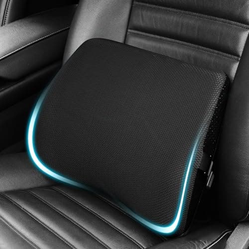 TISHIJIE Lumbar Support Pillow for Car, Lower Back Support for Driving Seat Memory Foam Lumbar Pillow for Office Chair - Back Pain Relief for Car Seat, Wheelchair (Black)