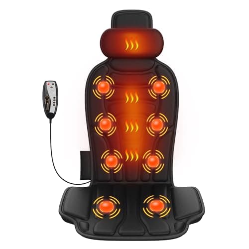comrelax Back Massager with Heat，Vibration Massage Chair Pad with 5 Massage Modes & Adjustable Heat Levels, Memory Foam Back Massager Cushion for Office Chair, or Home Use，Midnight