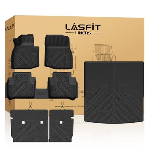 LASFIT Floor Mats & Trunk Mat for Mazda CX50 2025 2026 (Only Fit Hybrid) All Weather TPE Custom Fit CX 50 Floor Liners Car Mats Accessories, 1st & 2nd Row & Seatback & Cargo Mats for CX-50, Black