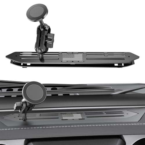 SwiftGaze Stainless Steel Phone Mount for 2018-2023 Wrangler JL (NOT 4xe)&2020-2023 Gladiator Magnetic&Clamp Dual Heads All-Metal Shakeproof Original America Flag Design OEM Screws Dash Mount Install