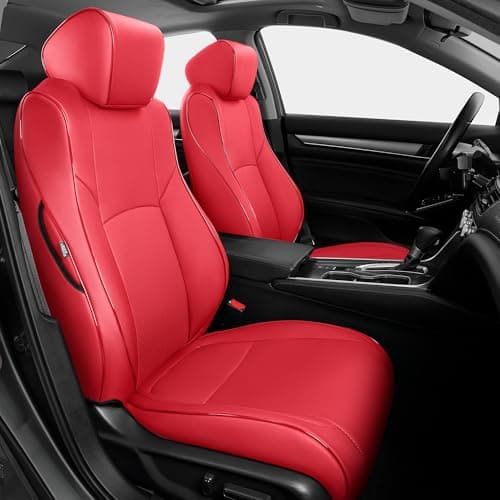 TTX LIGHTING Custom Fit Seat Covers for Honda Accord LX：2018 2019 2020 2021 2022 Faux Leather Full Set Compatible Airbag Car Seat Protector Rear Seat Solid Folding Backrest Red