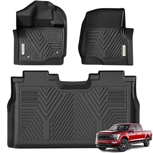 YITAMOTOR Floor Mats Fit for Ford F-150 2015-2026 & F150 Lightning 2022-2026 SuperCrew (Rear w/o U-Seat Flat Storage),TPE All Weather Truck mats, 1st & 2nd Row