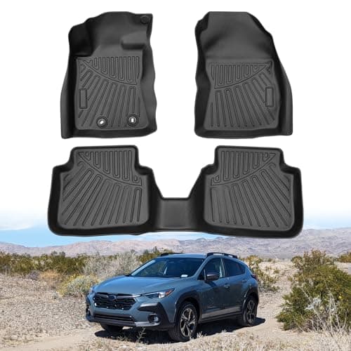 Powerty Floor Mats for 2024 2025 2026 Subaru Crosstrek Accessories All Weather Floor Liner 3D TPE 1st & 2nd Row Floor Mat Heavy-Duty Floor Liners