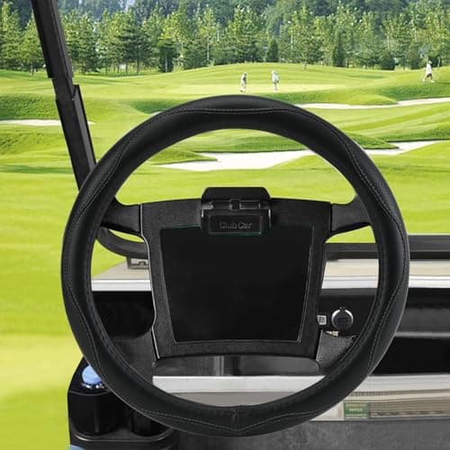 MLVOVL Golf Cart Steering Wheel Covers,13.5 to 14" Golf Cart Steering Wheel Cover Universal for Yamaha,EZGO TXT & RXV,Club Car DS & Precedent, Leather Comfortable, Non-Slip, Wear-Resistant (Black)
