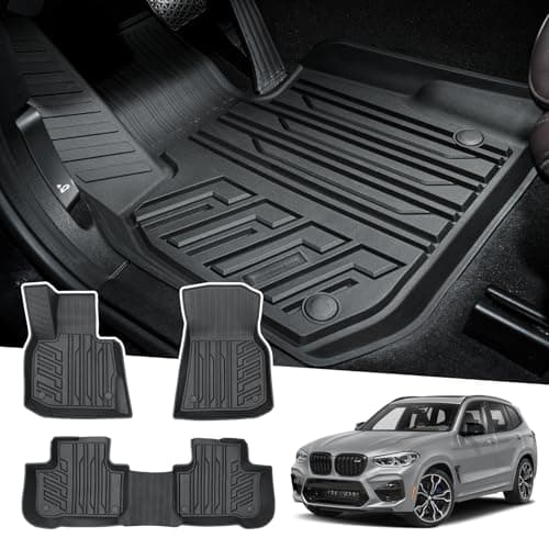 Powerty Floor Mats for 2018-2024 BMW X3 / 2019-2024 BMW X4, Custom Fit for X3 X4 Accessories, 3D TPE All Weather Car Mats Heavy-Duty Floor Liners (Fit All Models)