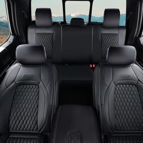 Coverado Leather Car Seat Covers Full Set, Dodge Waterproof Seat Covers for Car Fit for 2009-2018 Dodge RAM 1500, 2010-2024 2500 3500 Automotive Vehicle Seat Covers Protector for Trucks, Black