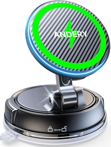 ANDERY Only for iPhone Magsafe Car Mount Charger [15W Wireless Faster Charging, 78+LBS Strongest Suction, 2400gf Strongest Magnetic] 360° A