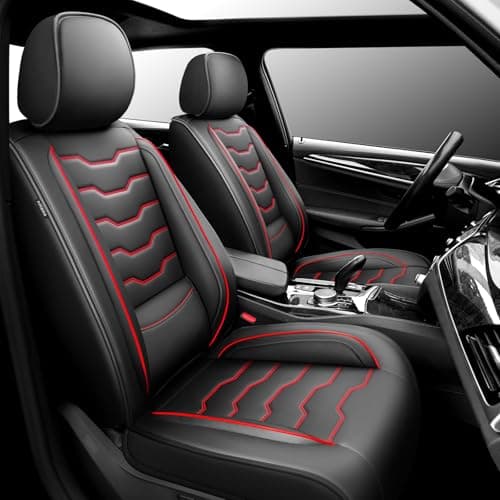 Conjie Fit CX-30 Car Seat Covers Compatible with Mazda CX-30 2020-2026 - （2 Front Seat) Premium Leather, Waterproof Breathable, All-Weather Seat Cushion Protecto & Airbag Compatible (Red Line Black)
