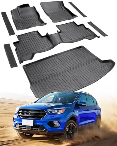 CreekT® Floor Mats for Ford Escape 2013-2019, All-Weather TPE Floor Mats & Cargo Liner with Door Sill Guards Accessories, Full Coverage Set