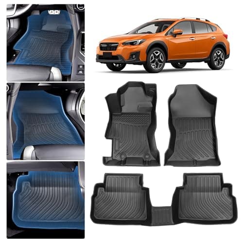 Sunsdrew TPE All Weather Floor Mats, Custom Fit for 2018-2023 Subaru Crosstrek/2017-2023 Impreza, Black, 4 Pc Set
