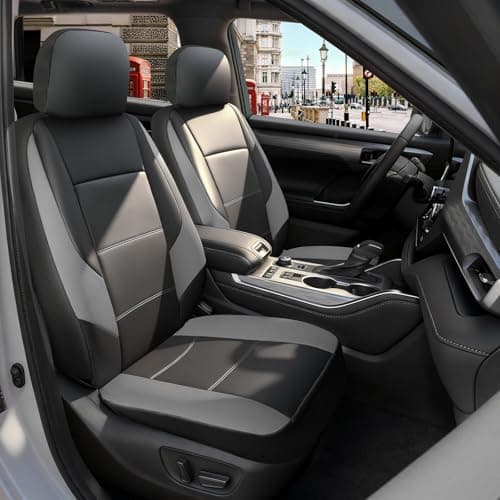 GIANT PANDA Front Seat Covers for Subaru Outback Forester Crosstrek Legacy Impreza, Faux Leather Bucket Seat Cover Fit Subaru Seat Protectors (Black & Gray) 2-Pack