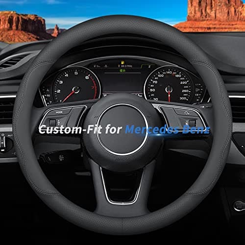 Deer Route Custom-Fit Leather Steering Wheel Cover for Mercedes Benz, B-Style, Non-Slip, Breathable