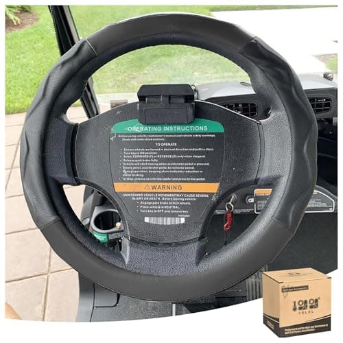 10L0L Golf Cart 14" Steering Wheel Cover for Club Car DS Precedent and Yamaha Models, Breathable Rubber Leather Materials,Good Texture Nice Look（Black）