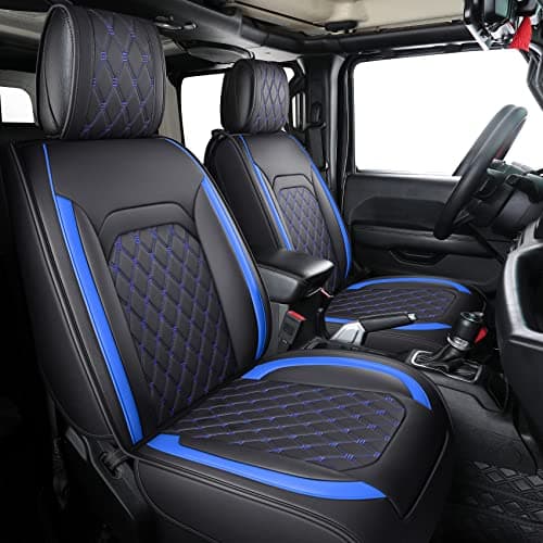 Aierxuan Jeep Wrangler JK JL 4-Door Seat Covers Full Set Custom Fit 2007-2026 Unlimited X Rubicon 392 Sahara Willys Sport High Altitude Truck Pickup Waterproof Leather(Full Set/Black-B)
