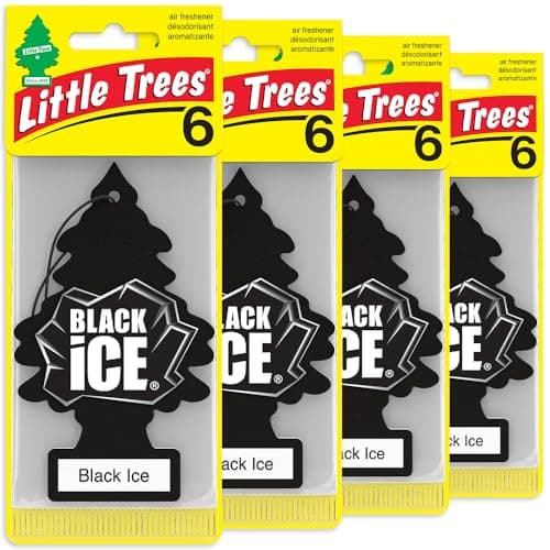 LITTLE TREES Car Air Freshener | Hanging Tree Provides Long Lasting Scent for Auto and Home | Black Ice, 24 Air Fresheners