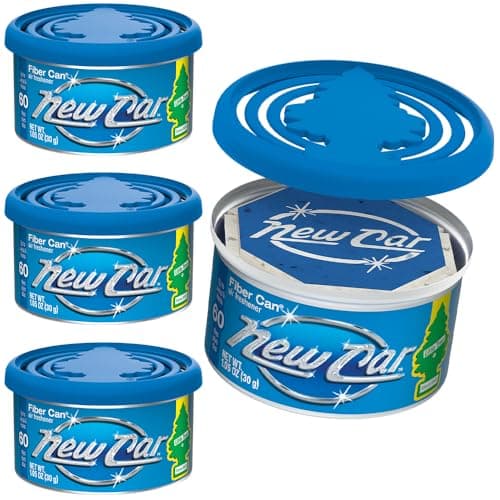 LITTLE TREES Car Air Freshener | Fiber Can Provides Long Lasting Scent for Auto or Home | Recycled Fiber | New Car Scent, 4 Air Fresheners