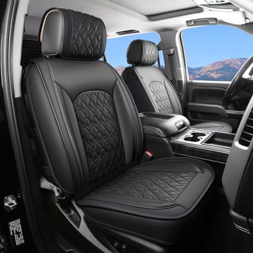 JOJOBAY Chevy Silverado Seat Covers,Leather Seat Covers for GMC Sierra,Custom Fit 2007-2026 1500 2500HD 3500HD Crew Double Extended Regular Cab,LT LZT RST Trail Boss(Front Pair,Black)