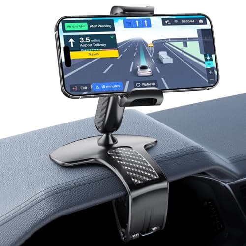 Universal 360 Dashboard Cell Phone Holder, Upgrade Clip Car Phone Holder Mount for Dashboard 360 Degree Rotation Dash Board Phone Mount Fit for iPhone,Samsung,Google,Nokia, 4 to 7" Smartphones