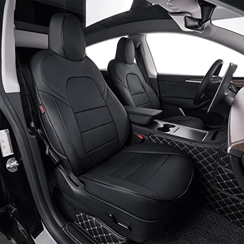EKR Model Y Seat Covers Custom Fit for Tesla Model Y 2021 2022 2023 2024 Long Range (Only for 7 Seats),Waterproof Seat Protectors,Car Seat Cover Full Set,Faux Leather (Black)