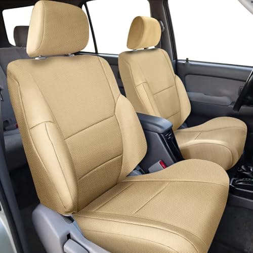 Kistrba Front Seat Covers Compatible with Toyota 4Runner 1996-2002 (DIY Headrest Holes Required), Driver & Passenger Sides Custom Fit Breathable Cushion, Beige