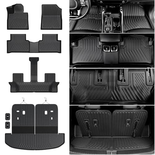 HOUCLEMIC Floor Mats for 2021-2026 Kia Sorento 6&7 Seats (Not Fit Hybrid & PHEV), All Weather TPE Durable Trunk Cargo Mat with Backrest Mat for Kia Sorento