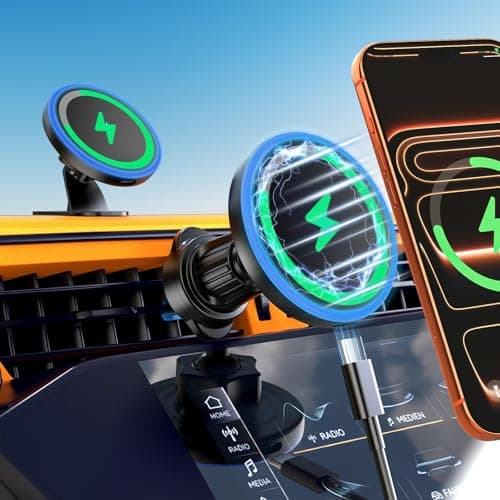 MagSafe Car Mount Charger, 3 in 1 [LED RGB HandsFree]