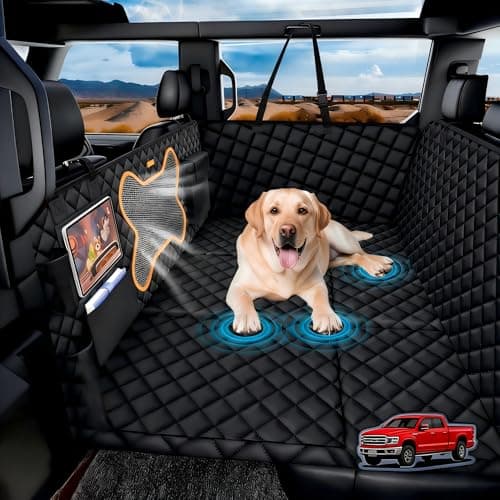 QINGTI Truck Dog Seat Cover for Full Size F150/RAM1500/Silverado, XXL Dog Seat Cover for Back Seat for 2-4 Large Dogs, 400Lbs Capacity, Waterproof & Non-Slip Back Seat Protector for Crew Cab Trucks