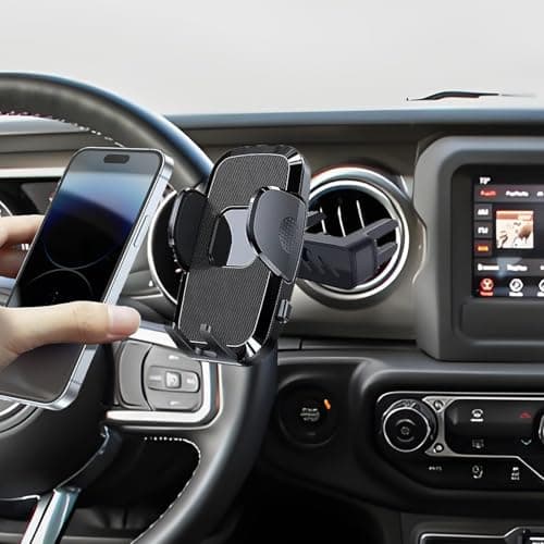 Car Cell Phone Mount Compatible with Jeep Wrangler (2007-2024) /JL JK 4XE Gladiator (2020-2024) /Rubicon Sahara JKU Sport S Mojave X Accessories Circular Air Vents Cellphone Phone Holder jeep wrangler