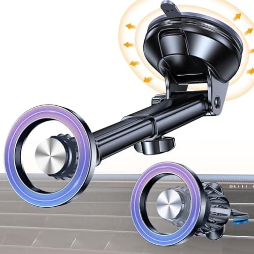 Coolpow for MagSafe Car Mount【Windshield+Vent+Dash】Magnetic Phone Holder for Car Phone Holder Mount Cell Phone Holders for Your Car Accessories Suction Phone Mount for Car Truck Stand for iPhone 17 16