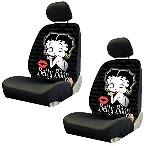 4 pc Betty Boop Timeless Original Design Black Front Lowback Seat Covers Set New