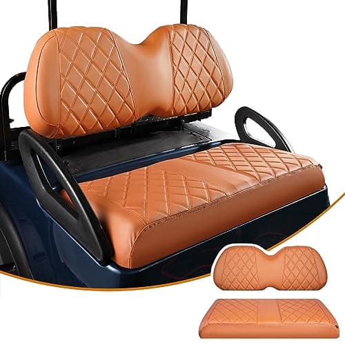 NOKINS Golf Cart Diamond Seat Covers Kit, Fit for Club Car Precedent OEM Standard Front Seat Cushion, Golf Cart Vinyl Seat Cover, No Nails Required (All Brown)