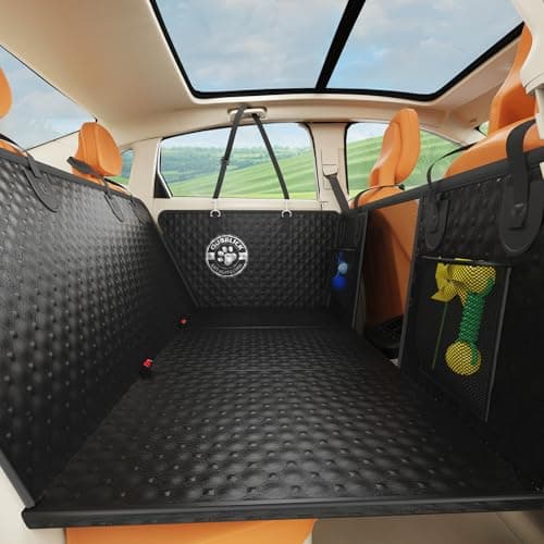 Dog Car Seat Cover for Back Seat,Upgraded PU Leather Dog Seat Cover with Hard Bottom Back Seat,Non-Slip Backseat Cover for Dogs with Mesh Window & Side Flap, Dog Hammock for Car, SUV, Small Trucks