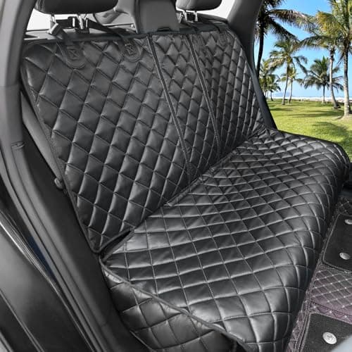 KritterKorner Dog Car Seat Cover for Back Seat, Waterproof Back Seat Covers for Dogs, PU Leather Nonslip Bench Car Seat Protector Universal Fit for Most Vehicles,SUVs,Small Trucks