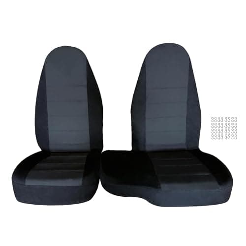 Jecoupoon Front Driver Passenger Side Seat Covers for 60/40 Seats Compatible with Ranger 1998 1999 2000 2001 2002 2003 Cotton blk-Charcoal Seat Cover