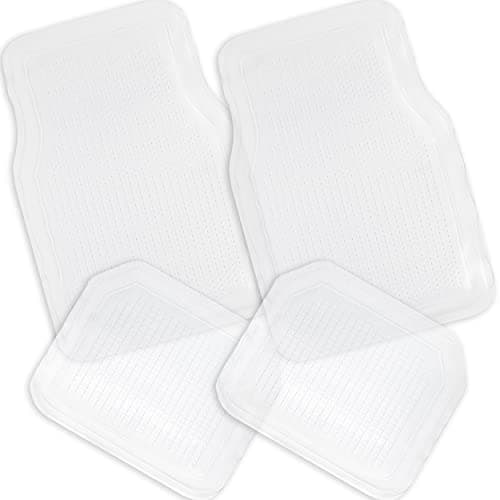 ZONETECH All Weather Full Rubber Clear Car Interior Floor Mats – 4-Piece Set Clear Heavy Duty Car Interior Floor Mats