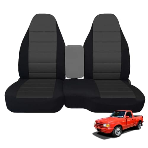 SAPUBK Custom-Fit Front Seat Covers Without Console Replace for 1991-1997 Ford Ranger Pickup 60/40 High Back Seats, Knitted Fabric Composite Soft Foam Lining Airmesh Breathable Seat Cover Cushion